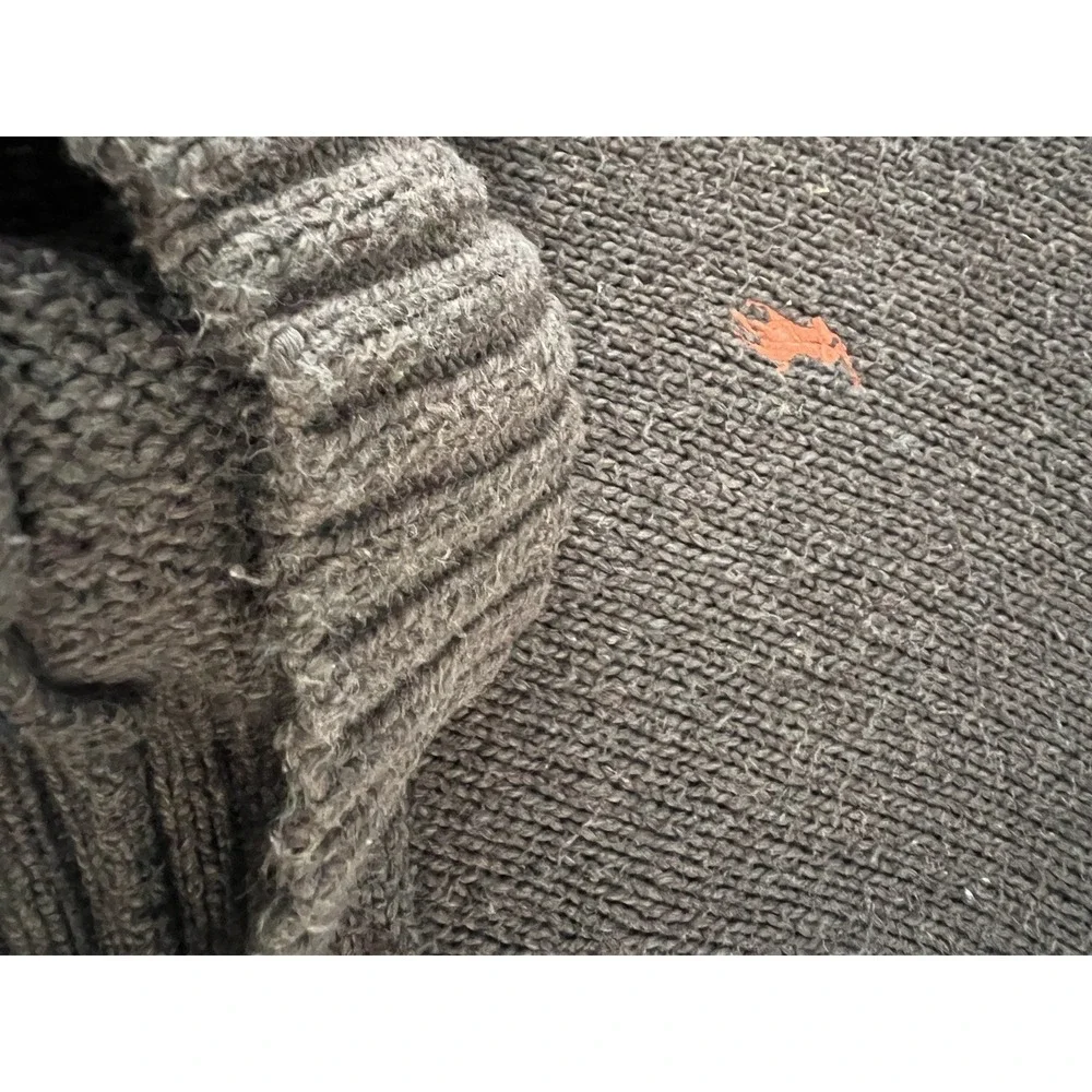 Polo Ralph Lauren Sweater Men's XXL Brown Knit Cotton Linen Blend Long Sleeve